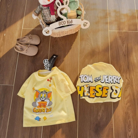 Áo phông size BÉ Tom Jerry Cheese Day màu vàng
