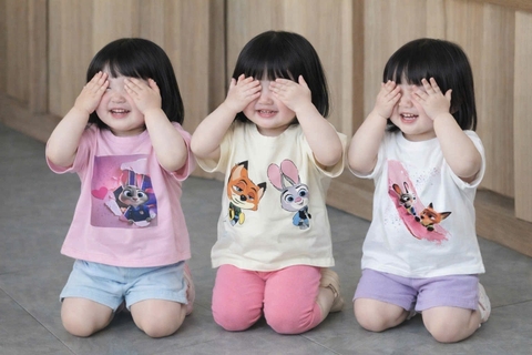 Set 3 áo phông cộc tay Zootopia bé gái trắng, be, hồng