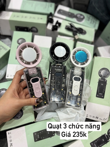 Quạt cầm tay sò lạnh tích hợp đèn FC8 High Speed Folding Cooling Fan 3 màu đen, trắng, hồng 3600mAh