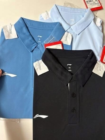 Áo cộc tay polo Lining 3 màu xanh đậm, xanh nhạt, đen cho nam