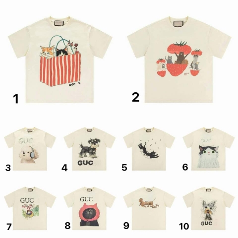 Áo phông cộc tay Gucci 10 mẫu màu be hình động vật