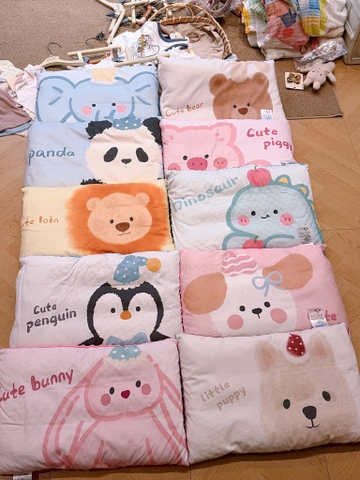 Gối cotton nhung hoạt hình 10 mẫu Thỏ, Sư tử, Gấu...