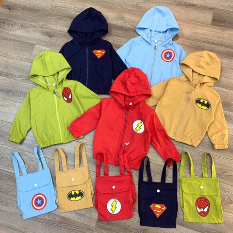 Áo chống nắng kaki thô 5 mẫu siêu anh hùng kèm túi