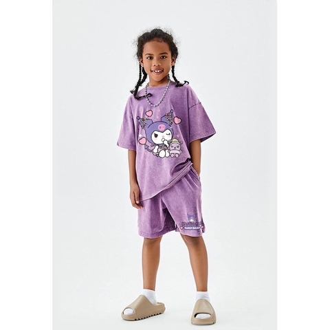 Bộ cotton cộc tay loang tím Tilani Kuromi cho bé gái