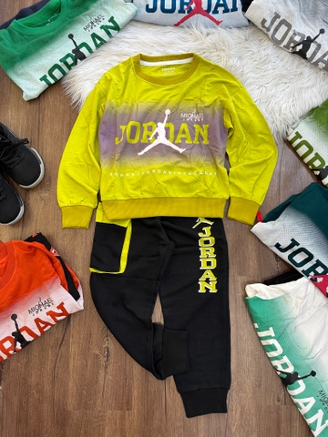 Bộ cotton nỉ dài tay Jordan quần jogger túi hộp 8 màu