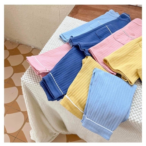 Bộ cotton Hàn thun tăm bé trai bé gái 4 màu Hồng; Vàng; Xanh Nhạt; Xanh Đậm