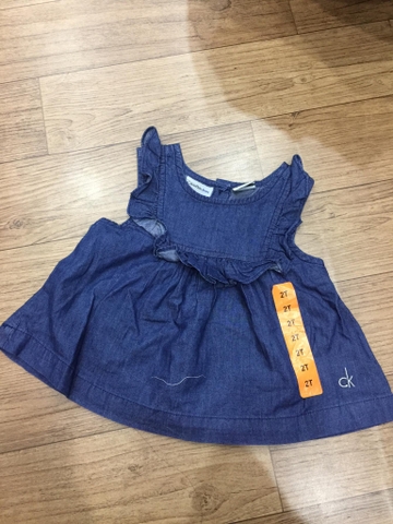 Áo dáng váy jean CK sát nách khuy lưng