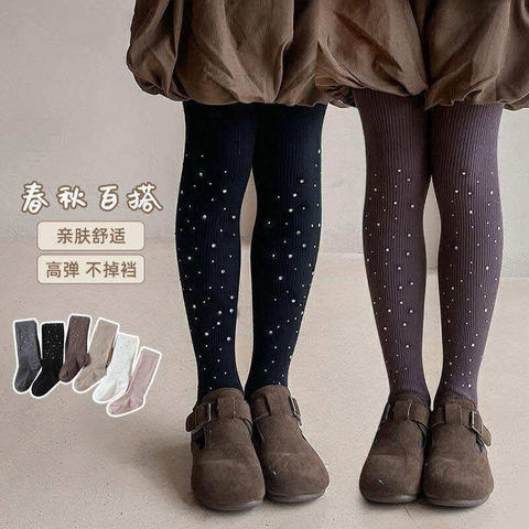 Quần tất bling đính đá 4 màu trắng, đen, hồng, nâu cho bé