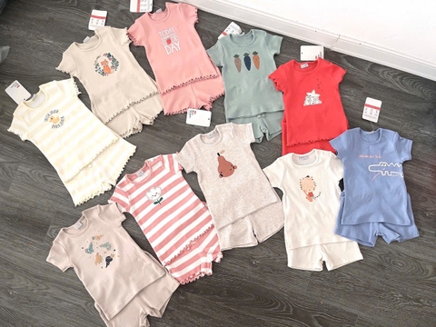 Bộ cotton tăm cộc tay hãng Muji nhiều mẫu bé trai, bé gái Born To Love
