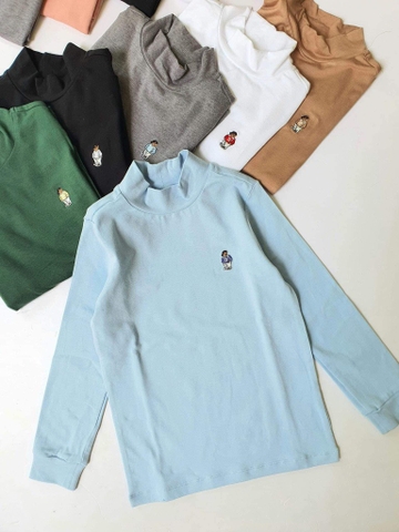 Áo cotton cổ 3 phân thêu gấu Beemon nhiều màu