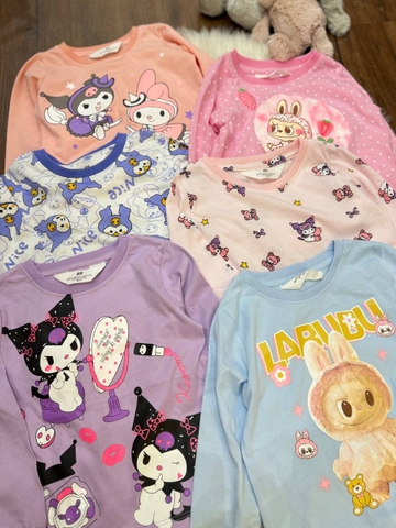 Bộ cotton dài tay hãng H&M 6 mẫu Kuromi và Labubu thu đông 2024