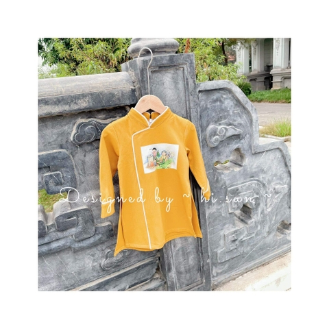 Áo dài bé trai Tết 2022 2 màu vàng, trắng