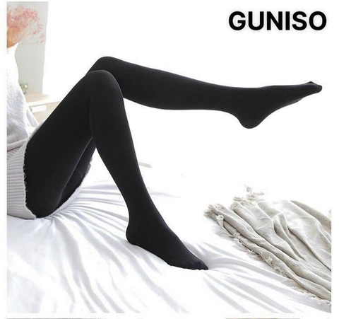 Quần tất GU 300D lót nỉ lông màu đen