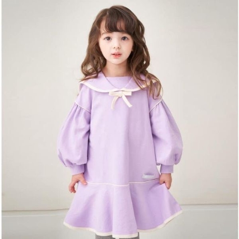 Váy thuỷ thủ nỉ da cá JELISPOON xuất Hàn 2 màu vàng và tím