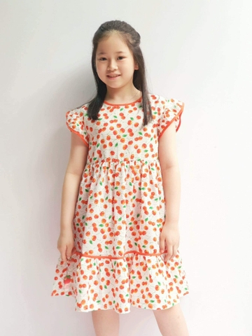 Váy thô xốp xuất Hàn Little Bobdog 3 mẫu họa tiết cherry trắng cam, hoa nhí đỏ, hoa nhí trắng