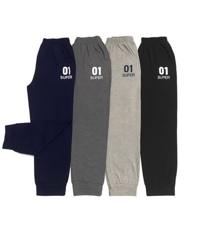 Quần cotton bo gấu Super 01 3 màu đen, xám, navy