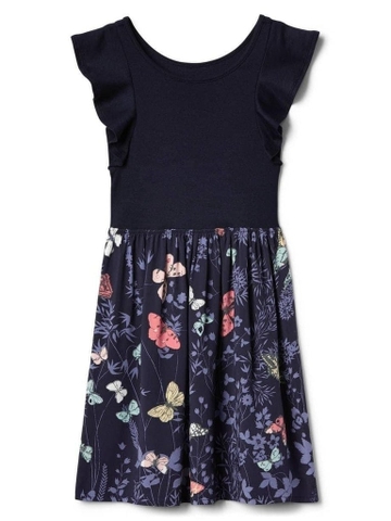 Váy cotton Gapkids tay cánh tiên phối hoa nhí 4 màu