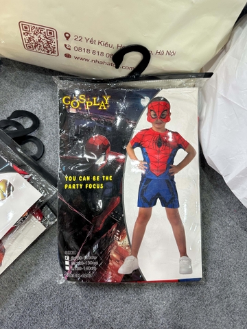 Bộ đồ hóa trang Spiderman Halloween cộc tay kèm mặt nạ