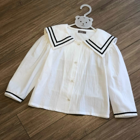 Áo sơ mi TotoHeros trắng cổ thủy thủ dài tay