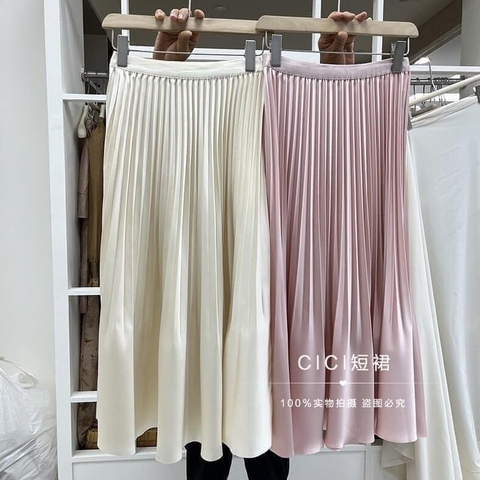 Chân váy xếp ly freesize màu be, hồng, đen