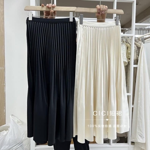 Chân váy xếp ly freesize màu be, hồng, đen