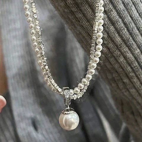 Vòng cổ layer mix ngọc trai