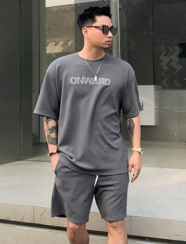 Bộ cộc tay Onward màu xám cho nam
