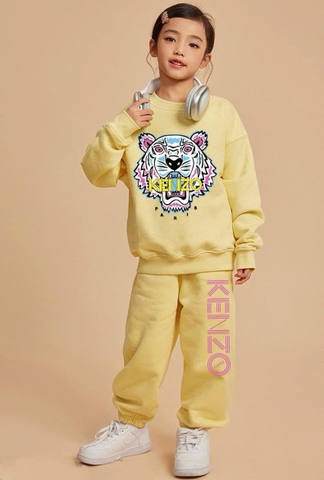 Bộ nỉ dài tay Kenzo con hổ 3 màu đen, xanh, vàng