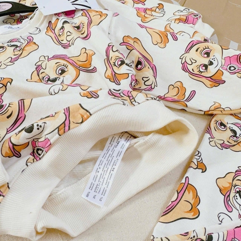 Bộ nỉ Zara Paw Patrol áo da cá phối quần legging tăm