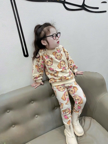 Bộ nỉ Zara Paw Patrol áo da cá phối quần legging tăm