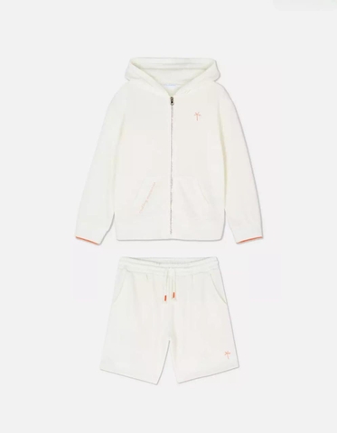 Bộ nỉ áo khoác có mũ dài tay quần sooc màu trắng hãng Primark