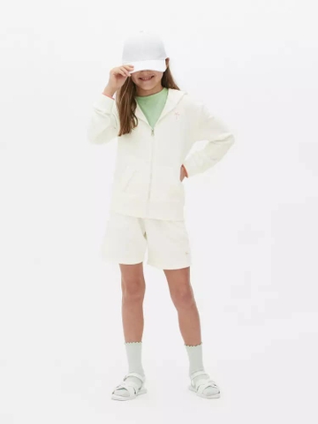 Bộ nỉ áo khoác có mũ dài tay quần sooc màu trắng hãng Primark