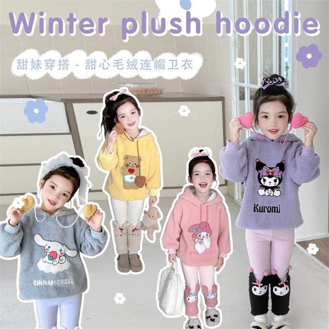Áo nỉ bông hoodie Sanrio friends: Kuromi, Cinnamoroll, Melody