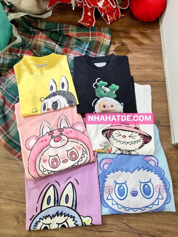Áo phông dài tay cotton Labubu 6 mẫu cho bé