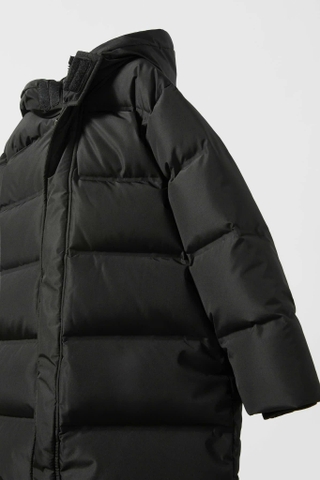 Áo khoác phao parka Zara dáng dài dư xịn 2 màu đen, xanh rêu