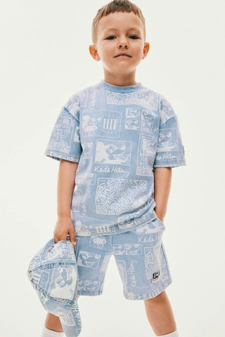 Áo phông cộc tay H&M mẫu Mickey xanh nhạt