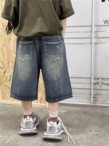 Quần short jean rách dáng lửng bé trai size đại Super Baby