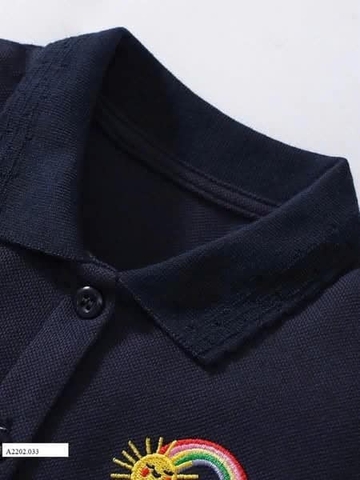 Váy cotton Polo Little Maven cộc tay 2 màu hồng và xanh than