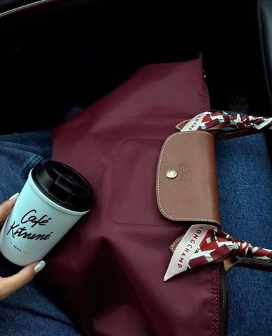 Túi Long.champ medium pouch papier đỏ đô