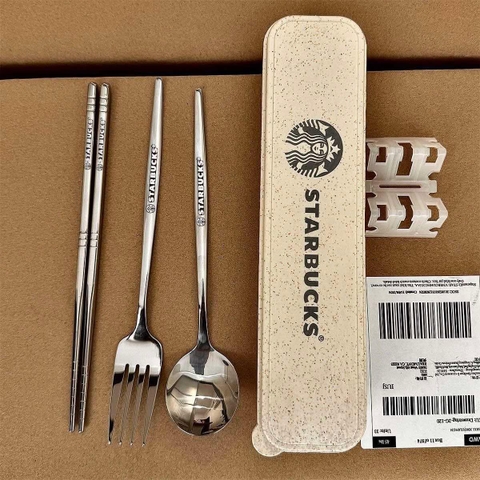 Set 3 món thìa, dĩa, đũa Starbucks