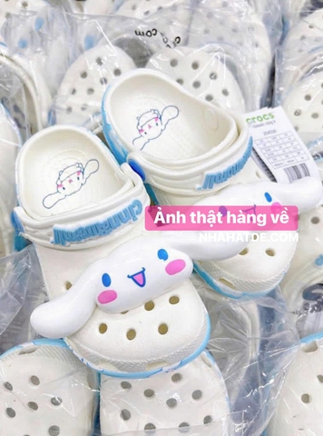 Dép sục crocs Cinnamoroll màu TRẮNG XANH cho bé