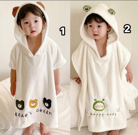Áo choàng tắm mẫu ếch, gấu cho bé
