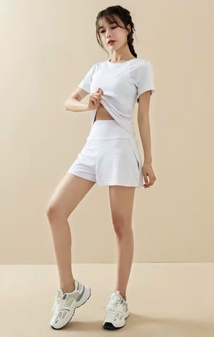 Bộ tập cộc tay thể thao vải lưới Freely 4 màu Hồng, Đen, Trắng, Xanh