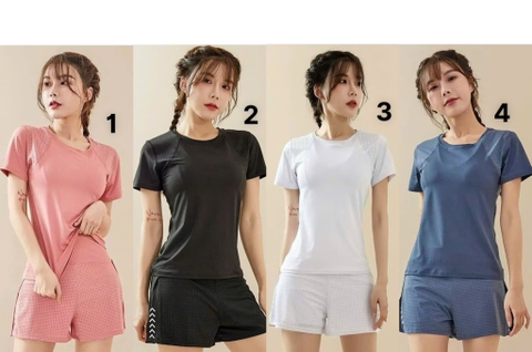 Bộ tập cộc tay thể thao vải lưới Freely 4 màu Hồng, Đen, Trắng, Xanh