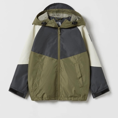 Áo khoác gió Zara size đại phối màu 2 màu xanh rêu, vàng cam