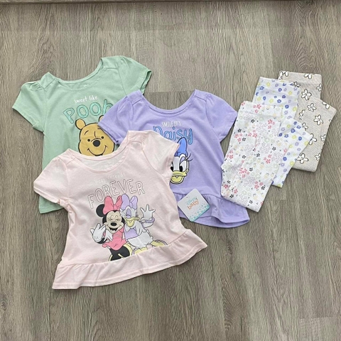 Bộ áo cotton dáng xòe kèm quần legging dài hãng Disney 3 mẫu