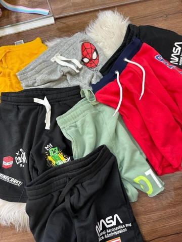 Quần short lửng H&M da cá bé trai 6 mẫu Nasa, Minecraft, Star đỏ, Spiderman ghi...