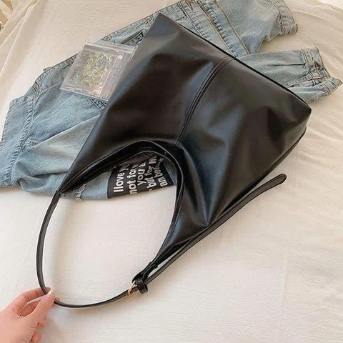 Túi hobo bag basic da mềm 2 màu đen, nâu