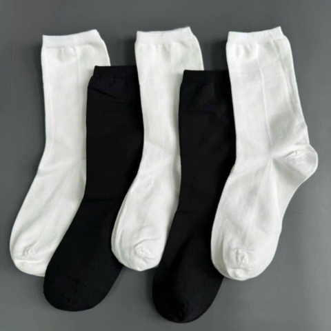 Set 5 đôi tất trơn màu đen, trắng hãng Uniqlo