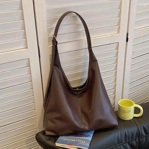 Túi hobo bag basic da mềm 2 màu đen, nâu